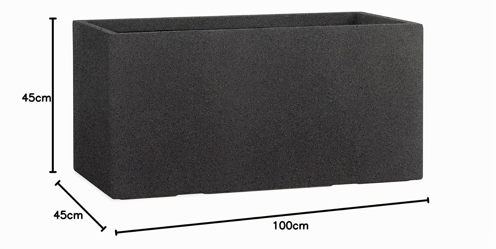 Pflanzwerk® Pflanzkübel TUB Granit Anthrazit 45x100x45cm XXL – Rechteckig – Großer Fiberglas Blumenkübel für außen und innen - Frostbeständig - UV-Schutz – Markenqualität