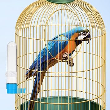 Automatic Bird Water Dispenser - 120ml Hanging Water Feeder for Parrots, Budgies, Cockatiels & Small Birds, Drip-Free Cage Water Bottle with Easy-Fill Design (Blue)