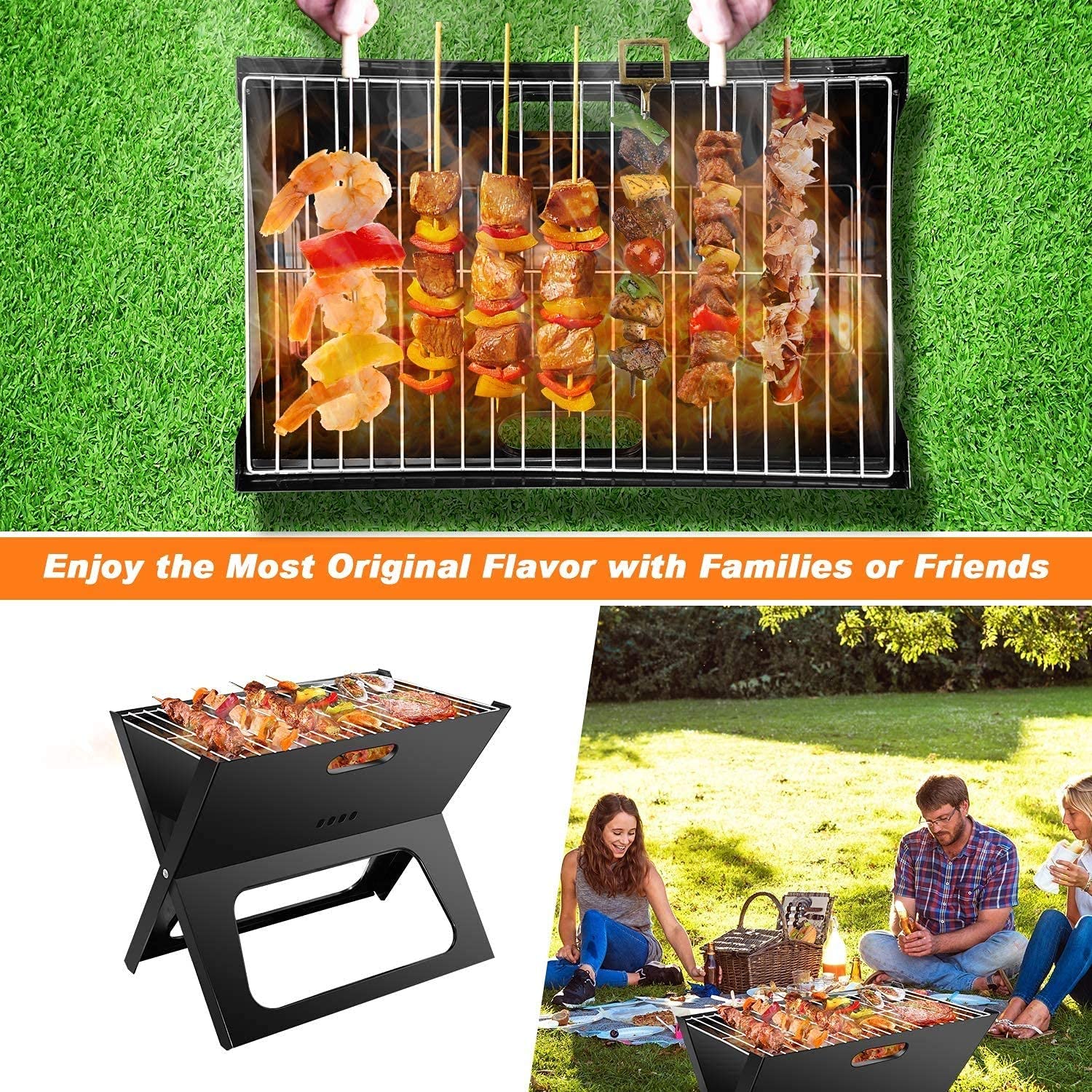 Barbacoa Barbacoa Barbacoa Parrilla De Carbón Plegable, Parrilla De Carbón Portátil, Parrilla De Ahumador De Barbacoa Portátil Herramientas De Acero Inoxidable, Parrilla Plegable Ultraligera