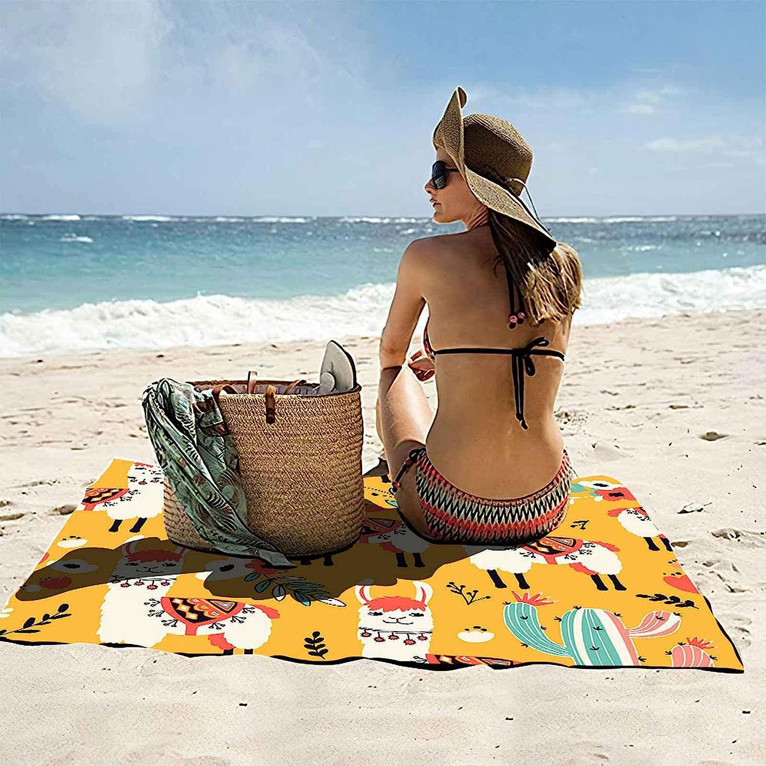 Telo Mare Microfibra, Telo Antisabbia Coperta Da Spiaggia 3D Alpaca Animale Del Fumetto Creativo, Compatto E Leggero, Asciugatura Rapida, Ultra Assorbente, Per Spiaggia, Viaggi, Campeggio, 3B2V/G7F