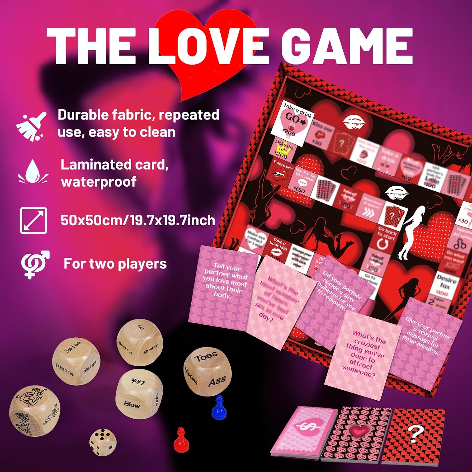 Couple Board Game for Date Night - Romantic Couple Games for Date Night Sex Games for Couples Sex Dice Game Sexy Board Games for Couples Sex Board Game for 2 Players (Adultopoly)