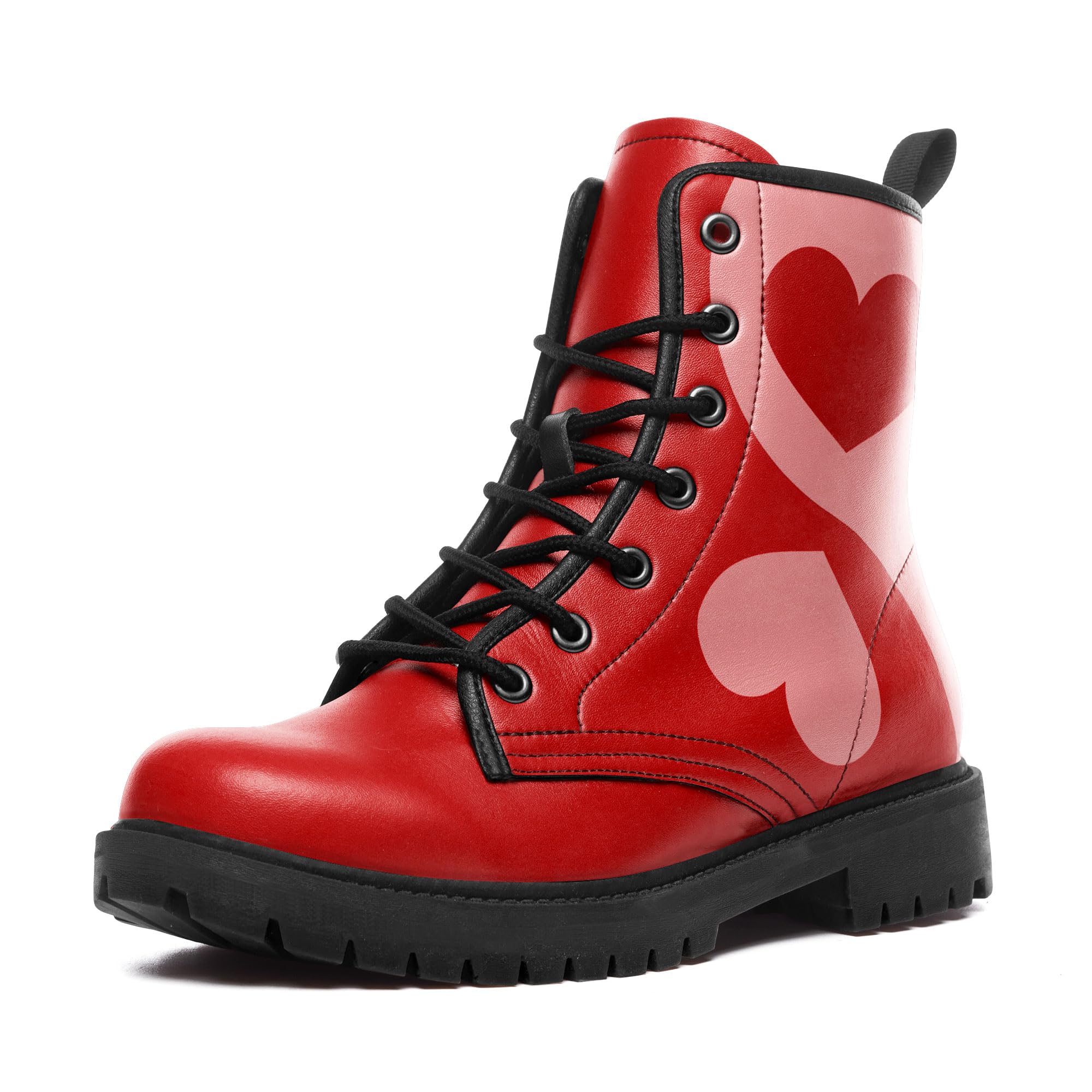 Gothic Heart & Rose Combat Boots – Vintage Lace-Up Leather Ankle Boots for Women, Stylish Anti-Slip Casual Footwear