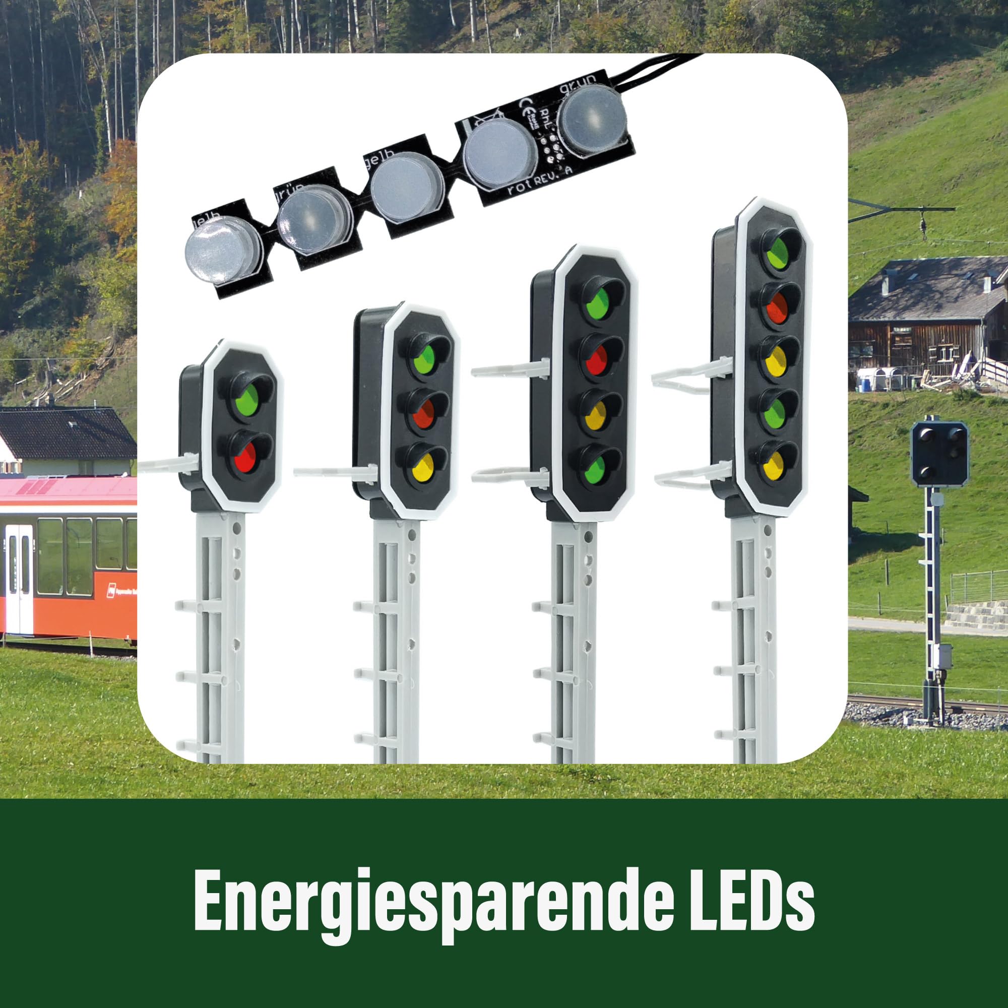 Lichtsignal Typ L RhB für Spur G analog / digital mit Decoder und LEDs - Gartenbahn Spur G (3X 3-Fach)