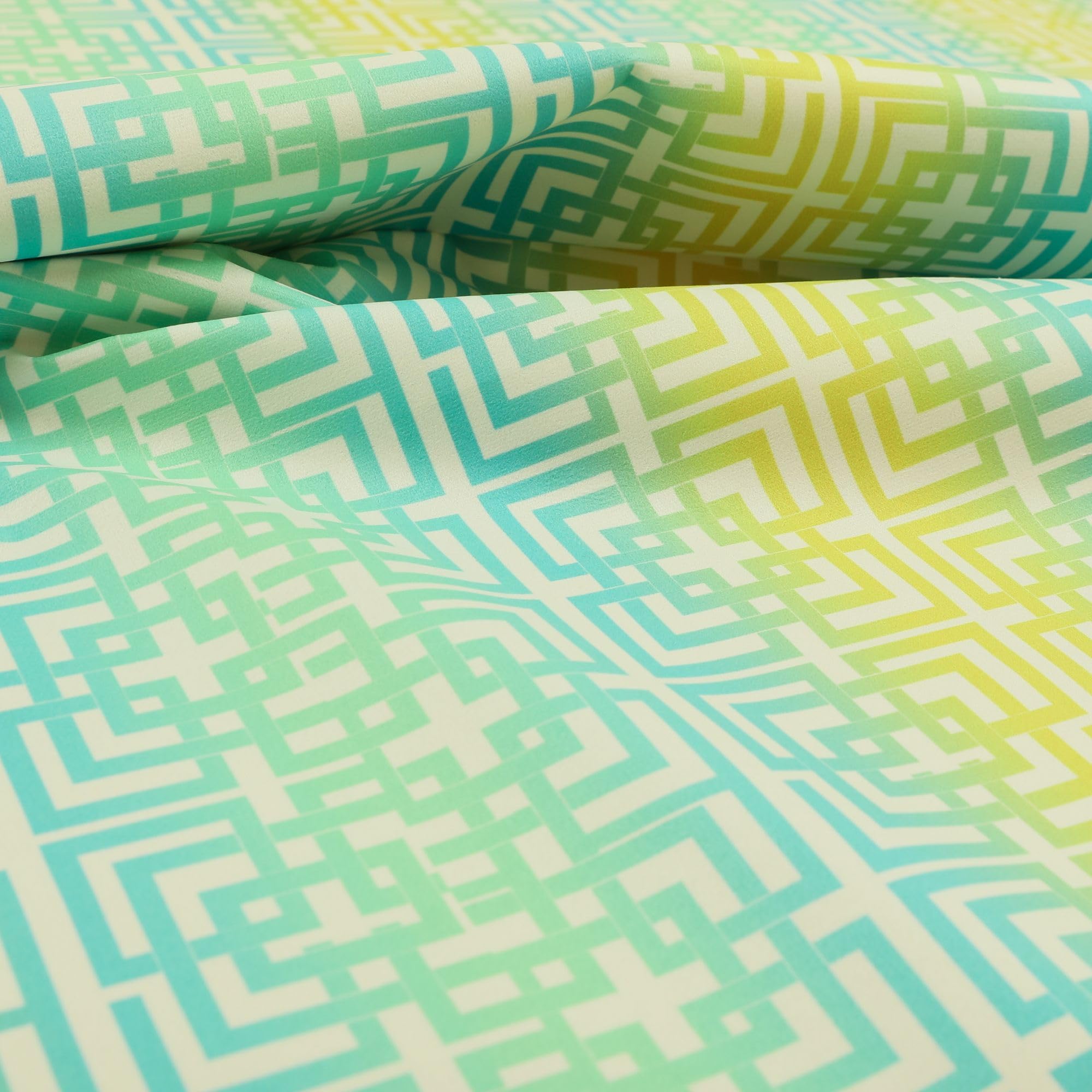 Redbrick Mill Fabrics Flame Retardant Modern Printed Velvet Geometric Blue Green Yellow Maze Pattern Upholstery Furnishing Fabric (Per Metre)… — image 1