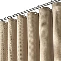 Vista 28 de Dynamene Cortina de Ducha Larga de Tela Blanca - Cortinas de Ducha de Tela de Nido de Abeja Texturizadas y Resistente para Baño, 256GSM Juego Grande