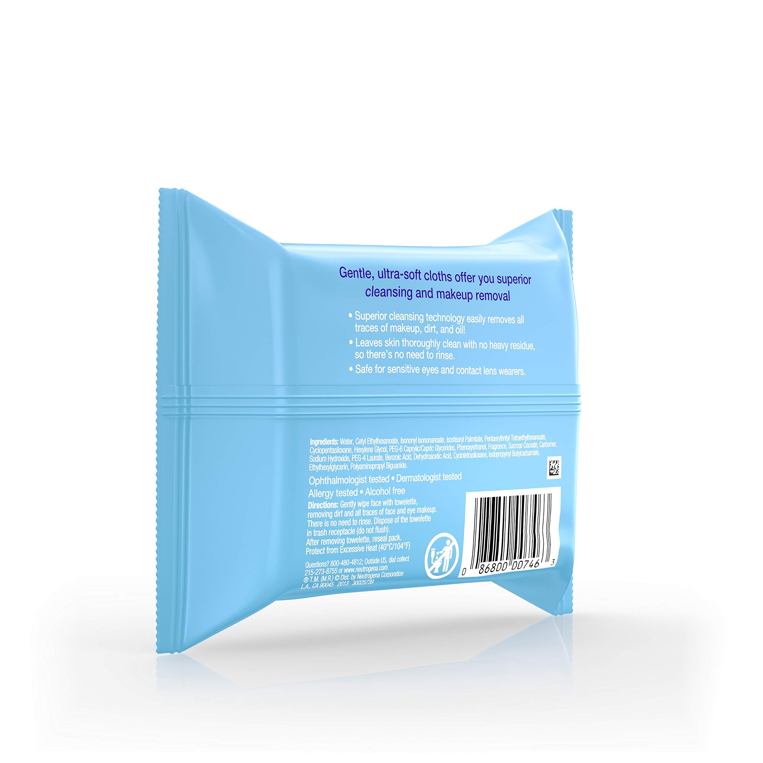 Neutrogena Makeup Remover Cleansing Facial Towelettes, Daily Gentle Face Wipes to Remove Oil, Dirt, & 99.3% of Makeup, Safe for Sensitive Eyes, Alcohol Free Wipes in Resealable Pack, 21 ct (Pack of 3)