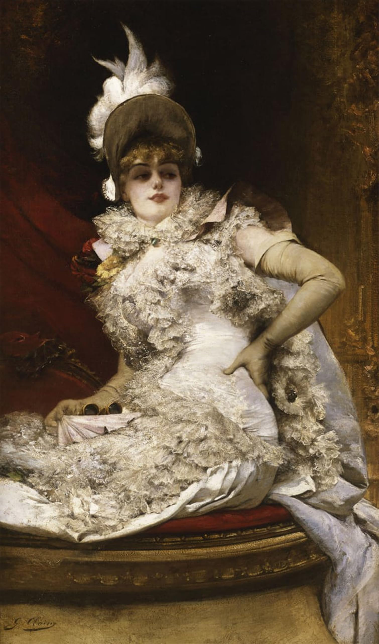 POSTERIIk Famous Modern Artwork Art Mural the Loge by Georges Clairin Oil Paintings Pictures for Home Decor 60x90cm