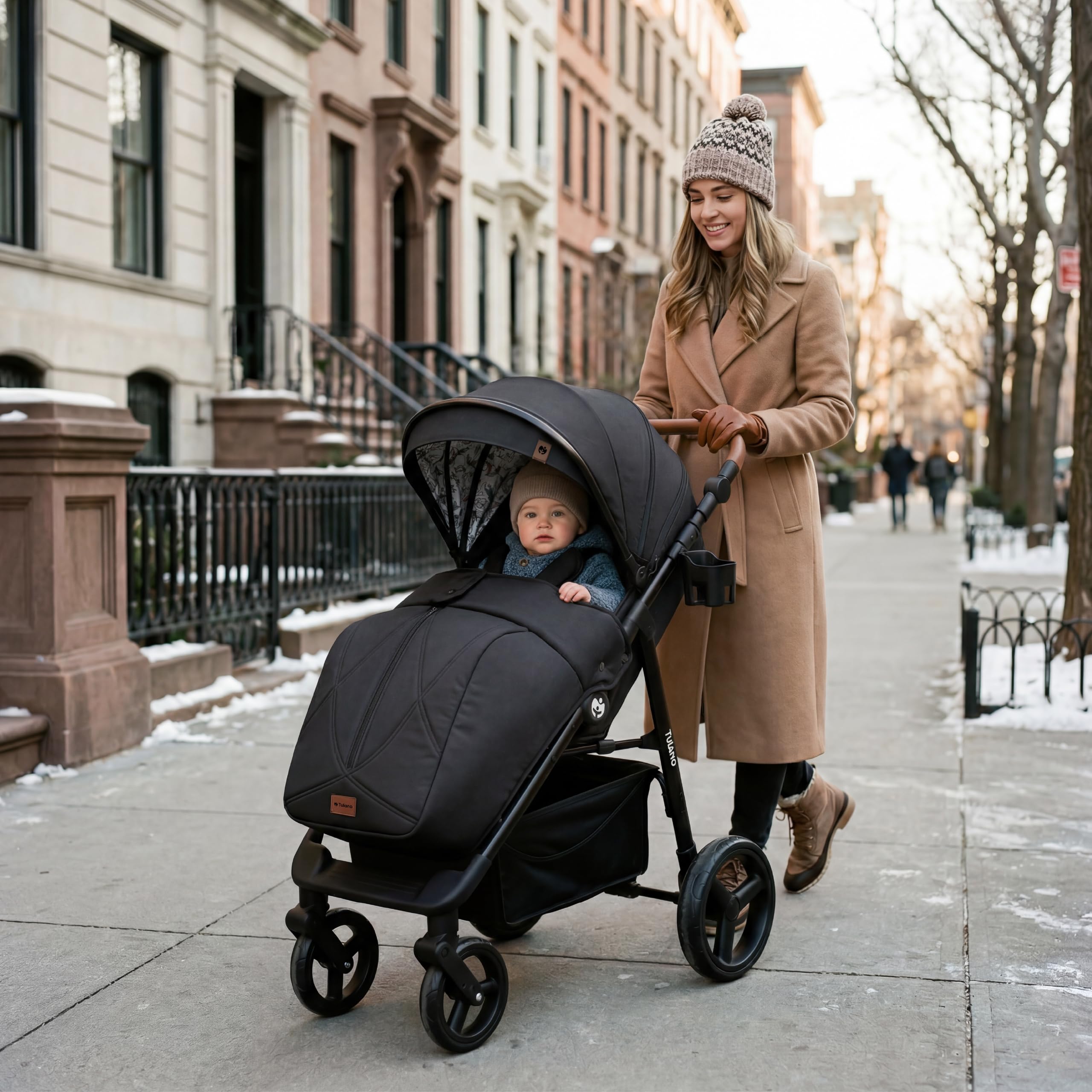 TULANO AVIGNON 35 Poussette Canne & compacte - poussette bebe & voyage & citadine - Dossier inclinable, Repose-Pieds et Guidon Réglables - Jusqu'à 22 kg (3 ans) - Noir