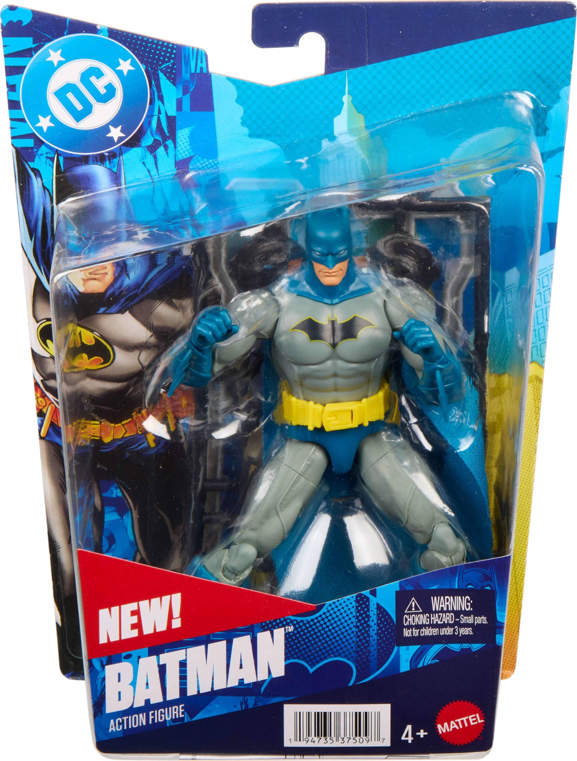Mattel DC Premier Series Batman, figurka akcji 16,5 cm, seria 1 | Szczegółowy design superbohatera, 22 punkty artykulacji, peleryna z tkaniny, stojak na broń i akcesoria, JMD95