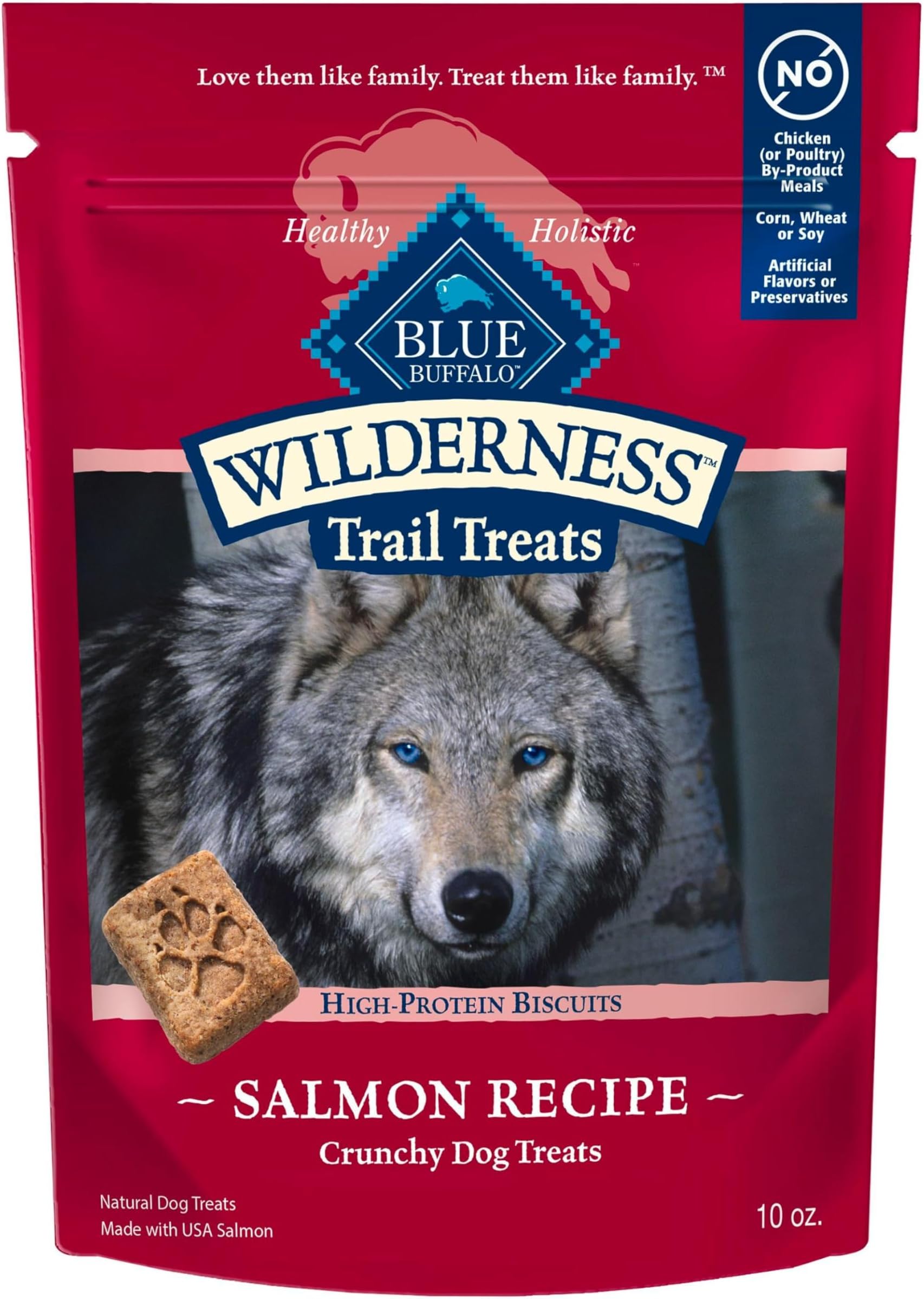 Blue Buffalo Wilderness Salmon Crunchy Dog Biscuits, Grain-Free, 10 oz