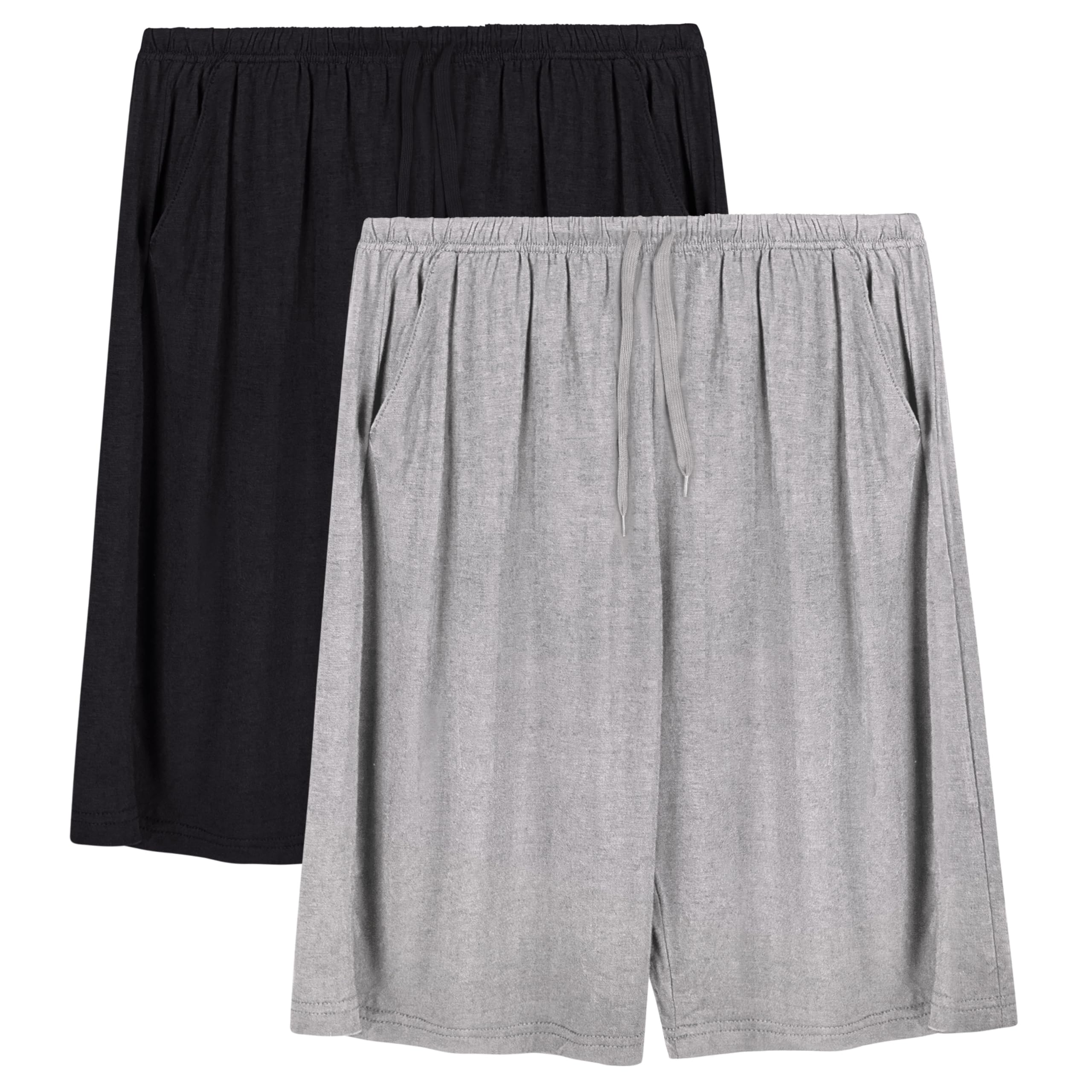 Mens Pajama Shorts, Mens Sleep Shorts Lounge Soft Comfy Pj Bottom Sleeping Pants Breathable Summer Modal Sleepwear(2 Packs)-image-44