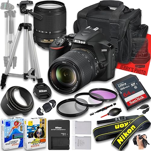 Nikon D3500 DSLR Camera with AF-S DX NIKKOR 18-140mm f/3.5-5.6G ED VR Lens + 64 GB Memory + Extra Battery + Camera Case + Tripod + More (20pc Bundle)