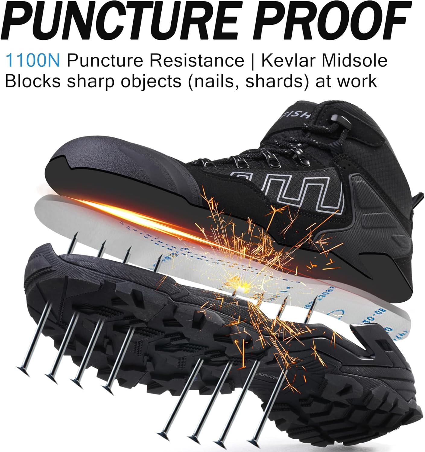 KOIFISH Waterproof Composite Toe Work Boots for Men Women Lightweight Safety Boots Slip Resistant Puncture Proof Industrial Work Shoes for Warehouse Factory Construction