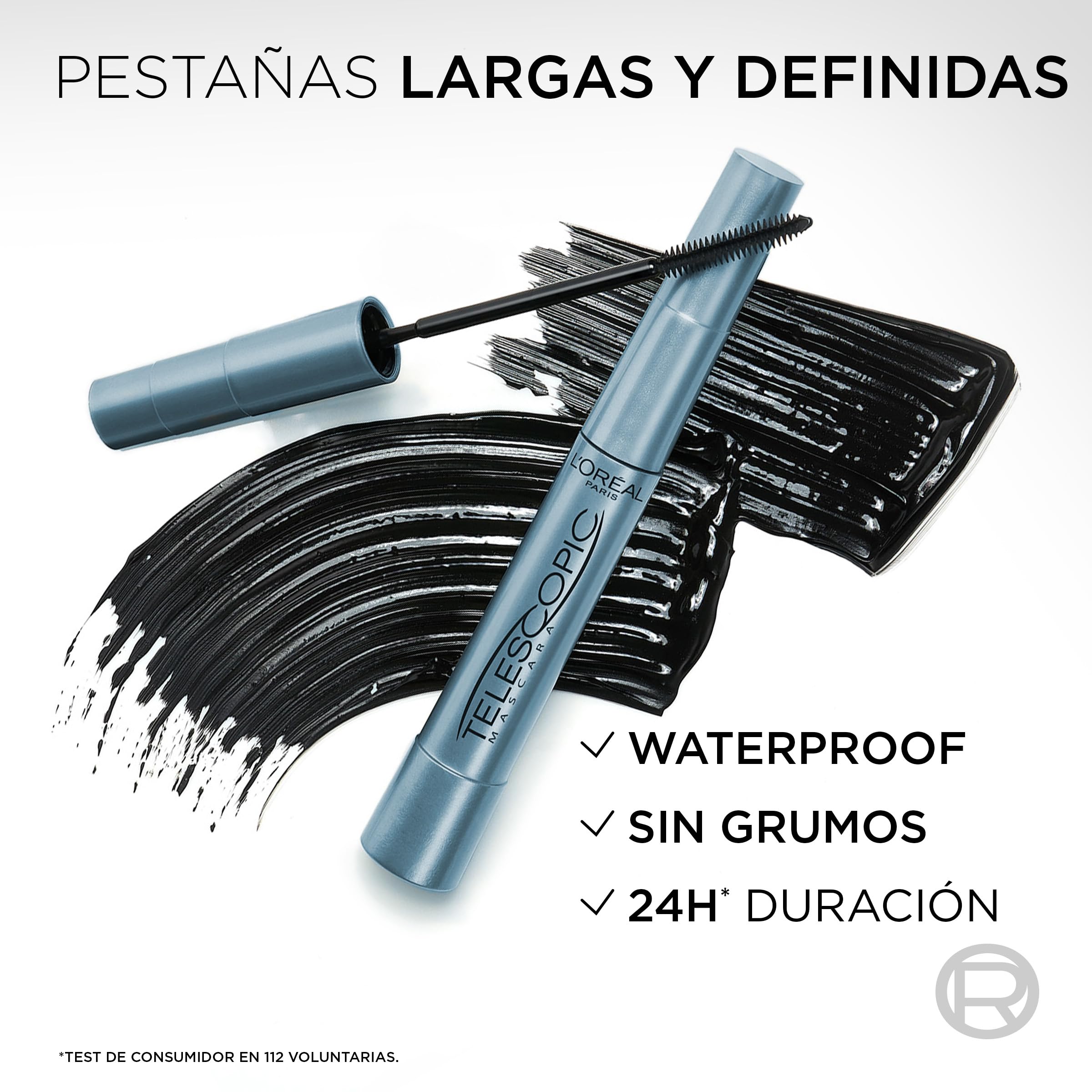L'Oréal Paris - Mascara Volume et Longueur Waterproof - Formule Fortifiante Enrichie en Céramide - Brosse Exclusive Double Face - Telescopic Lift Waterproof - Couleur : Noir
