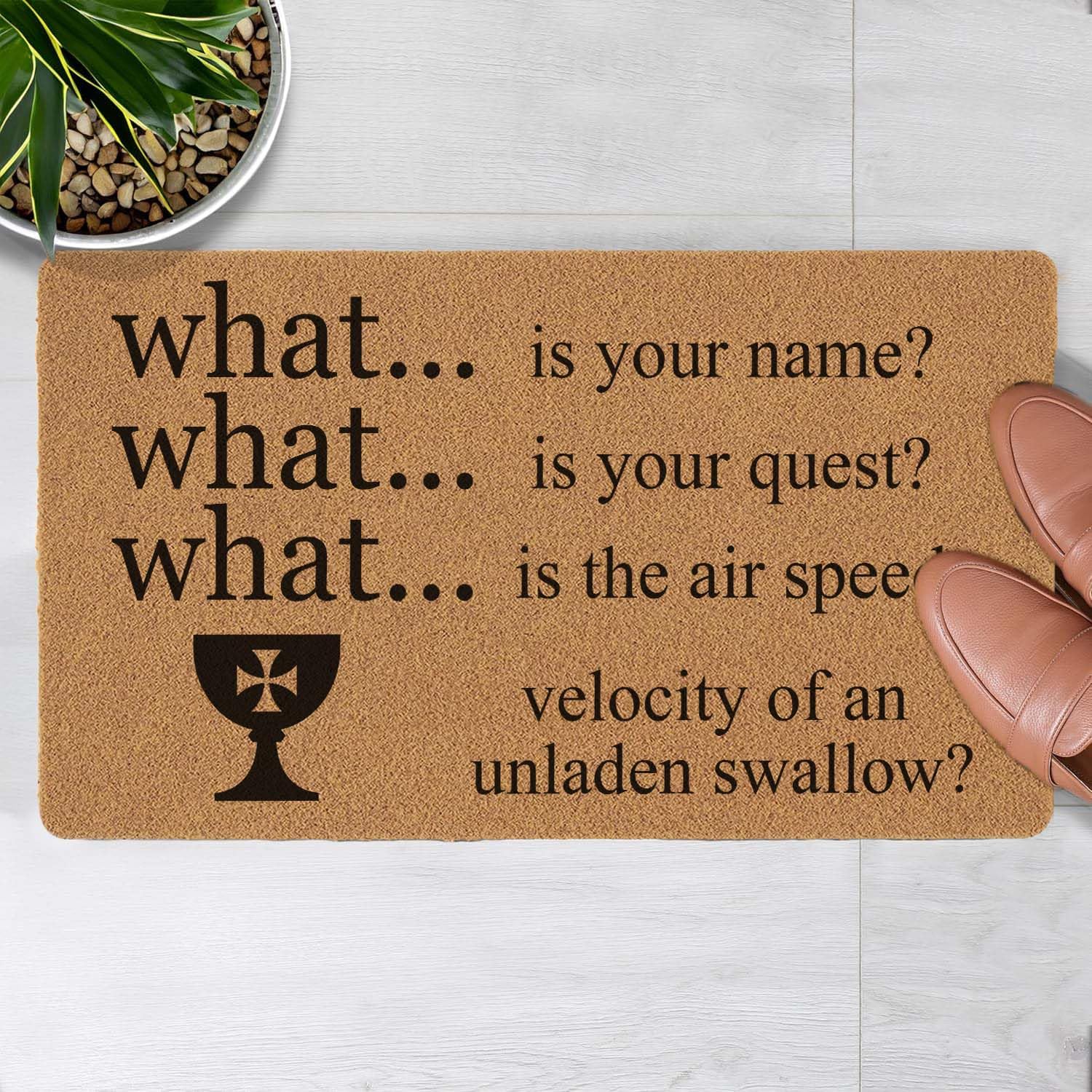 LuckyChu Welcome Door Mat What's Your Name Outdoor Indoor Entrance, Low-Profile Floor Mats Non Slip Durable Entrance Rugs for Entry, Patio, High