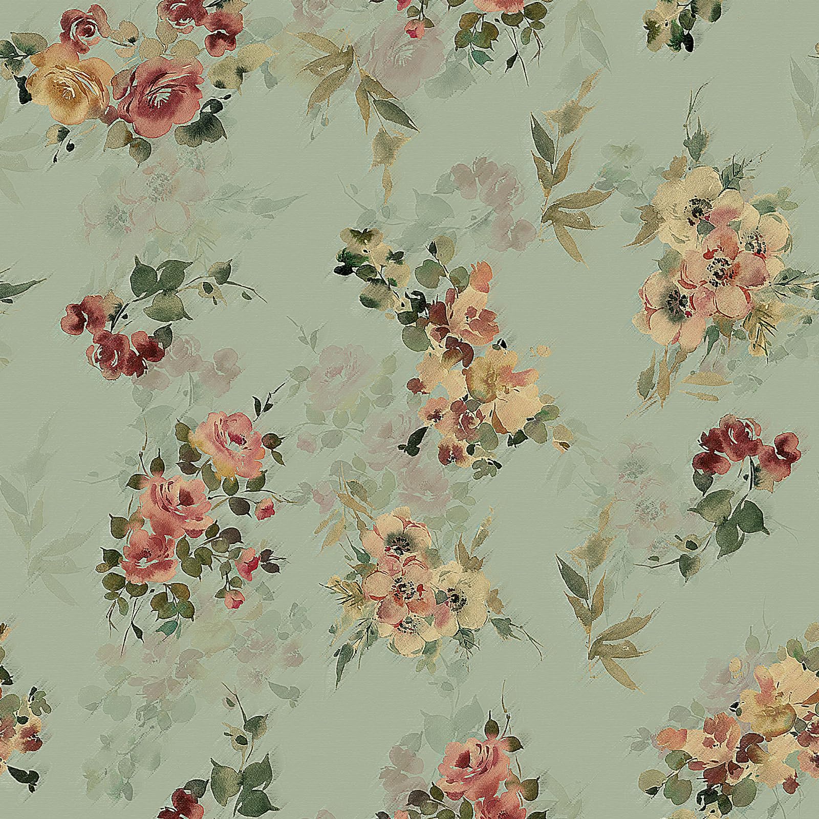 Papier peint floral vert vintage amovible 30x300 cm pour chambre