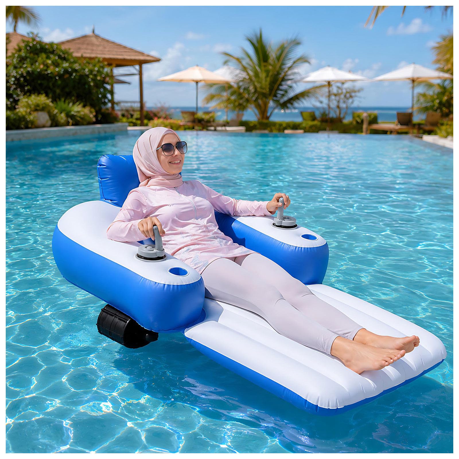 liuyunfeiGL Motorized Pool Float Lounge Chair for Adults with Dual 46W Propeller Motors Rectangle
