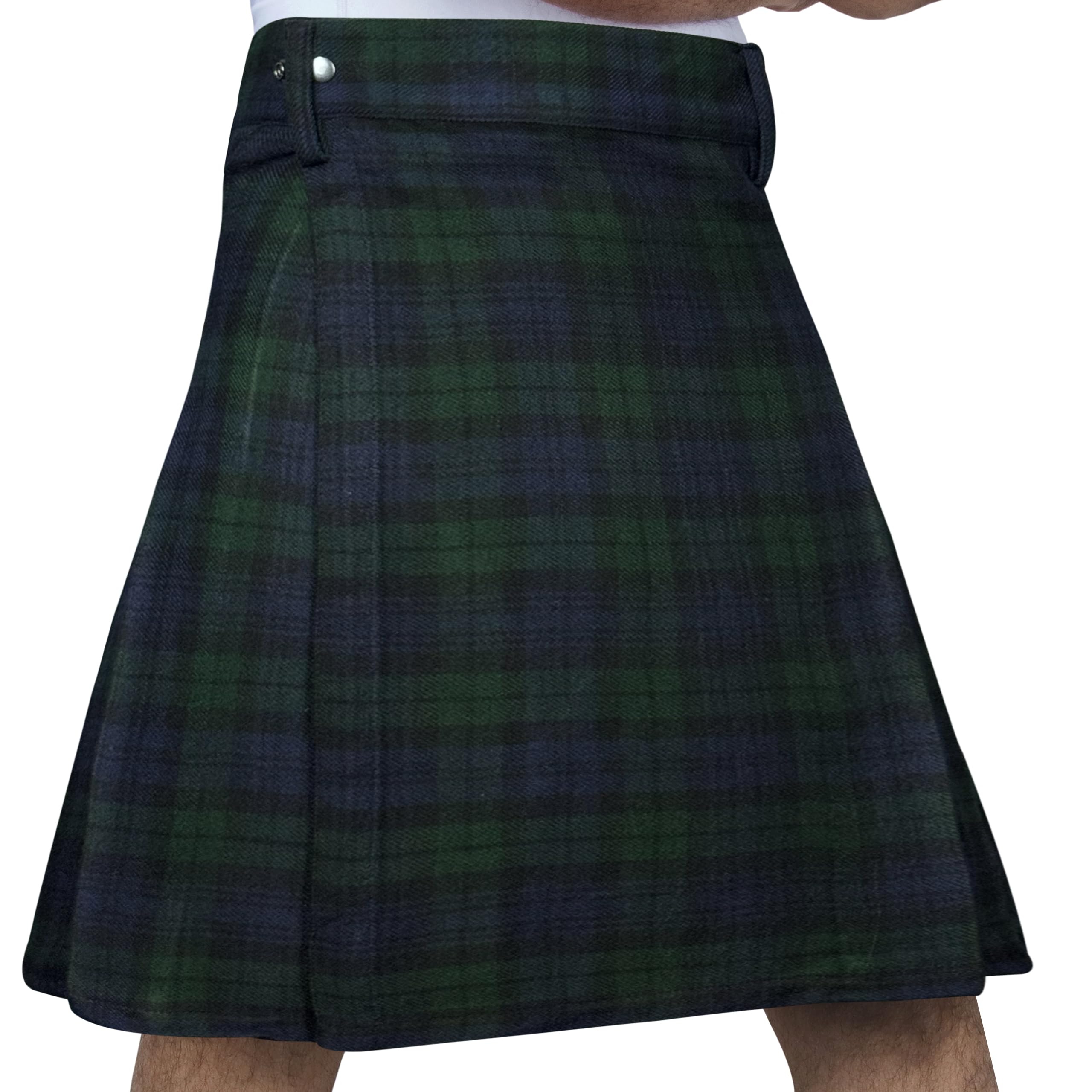 DSS KILTS- Adjustable Tartan Kilt for Men Lightweight Quick Wear Velcro Wrap Knife Pleats Belt Loops Casual Scottish Kilt, Black Watch Tartan, 48-50