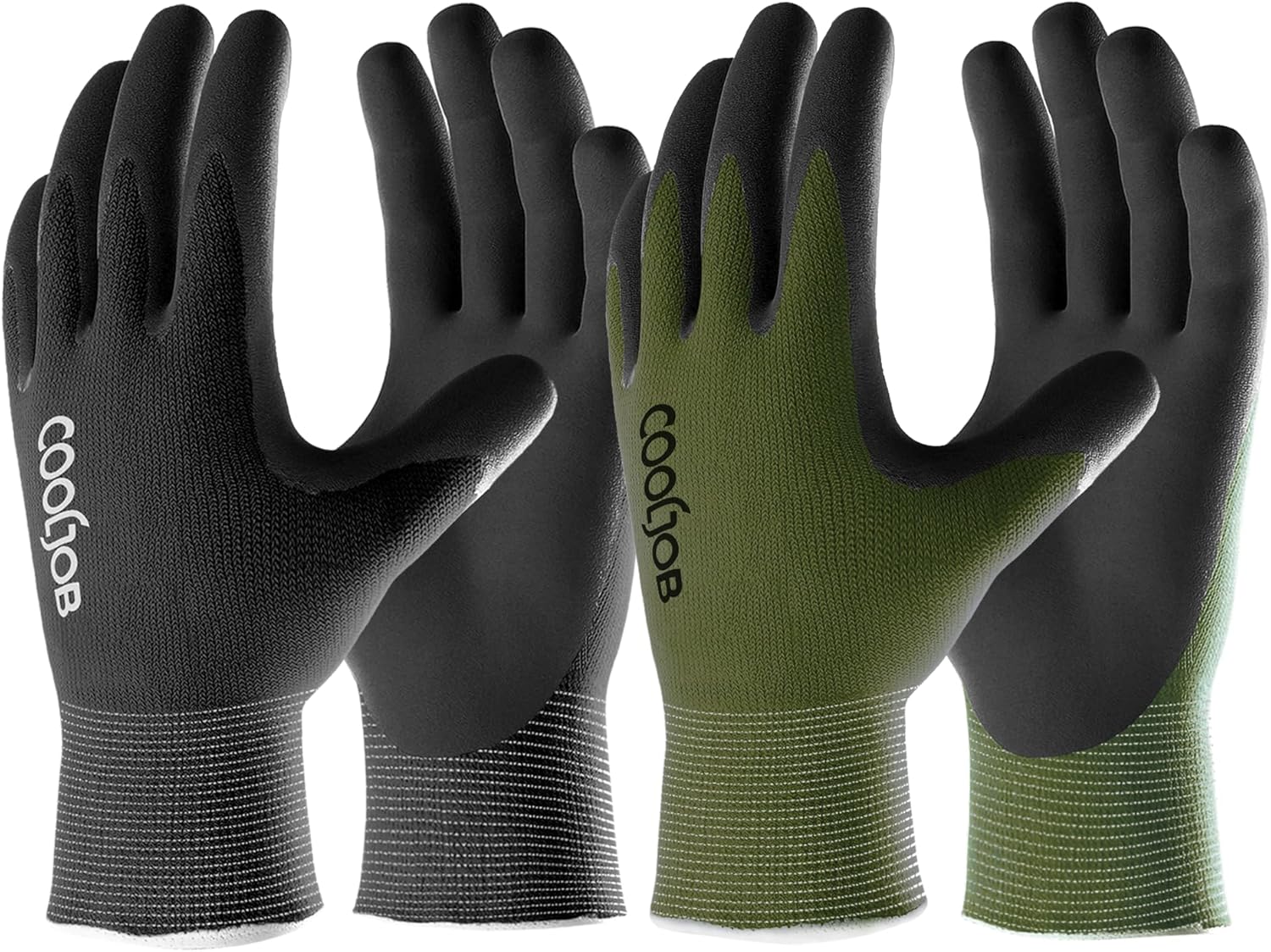 COOLJOB Micro-Foam Nitrile Safety Work Garden Gloves with Touchscreen Fingers, 6 Pairs Lightweight Working Gloves for Men’s Sweaty Hands, Non-slip Coated Grip Fits Most Tasks, Large, Blue & Black