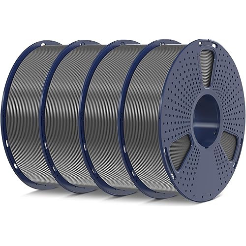 SUNLU 4kg PLA 3D Printer Filament Bundle, Neatly Wound PLA Filament 1.75mm ±0.02mm, Individually Vacuum Packed, 4kg in Total, 1kg per Spool, 4 Pack, 4000g PLA, (Grey+Grey+Grey+Grey)