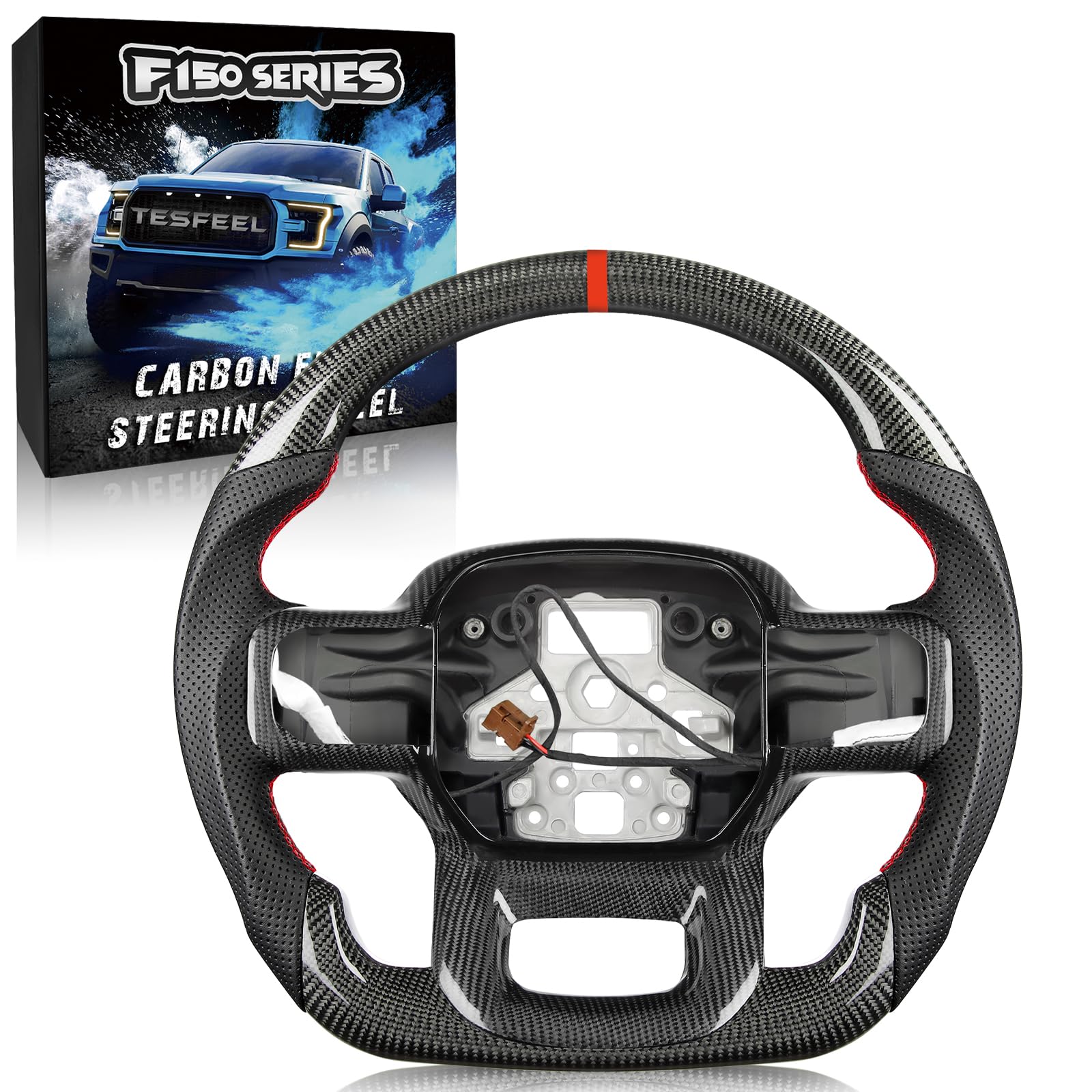 Snapklik.com : TESFEEL Carbon Fiber Steering Wheel For F150 2021-2024