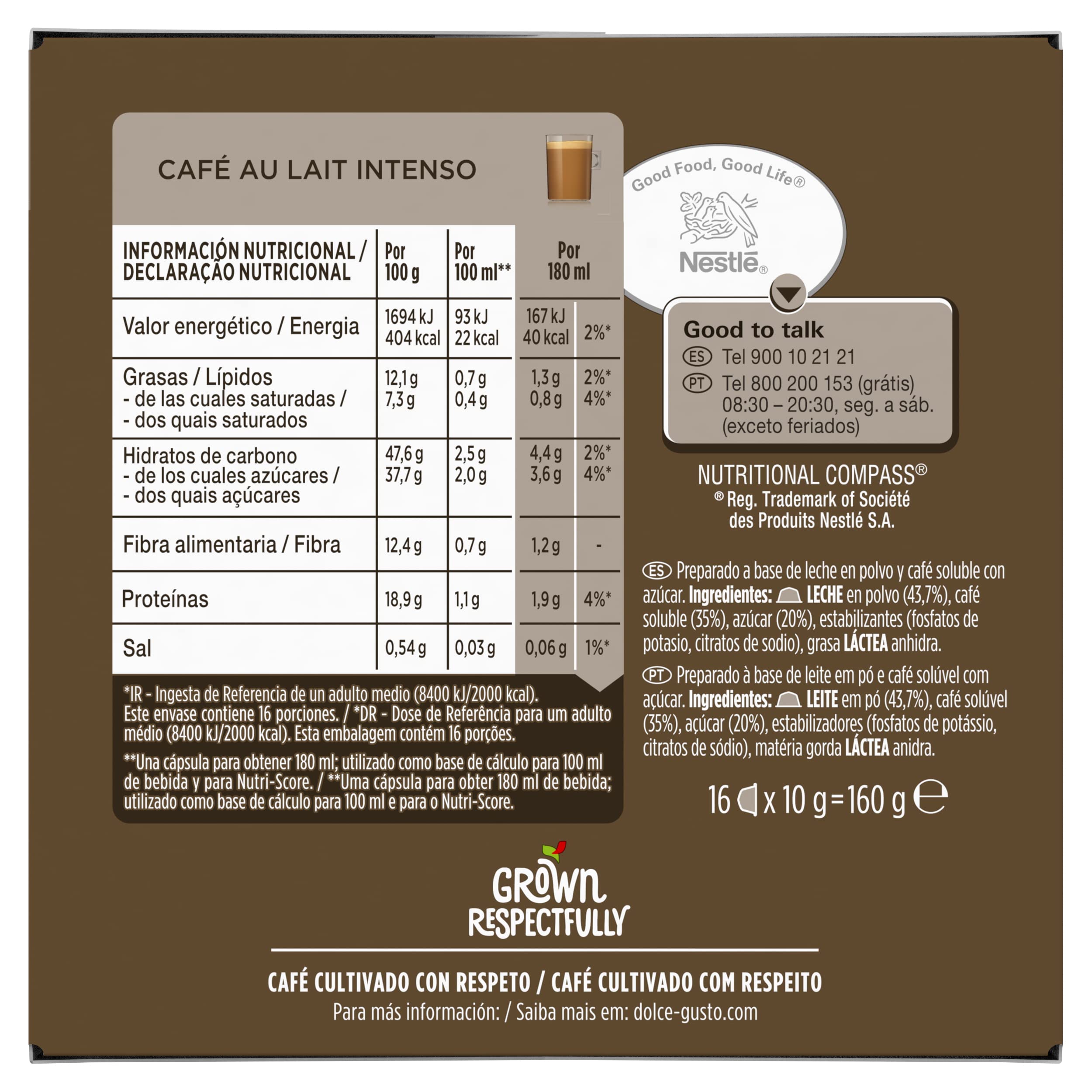 Nescafé Dolce Gusto Espresso Intenso Descafeinado - Packs de cápsulas 3x30 y 3x16 - Total: 90 cápsulas