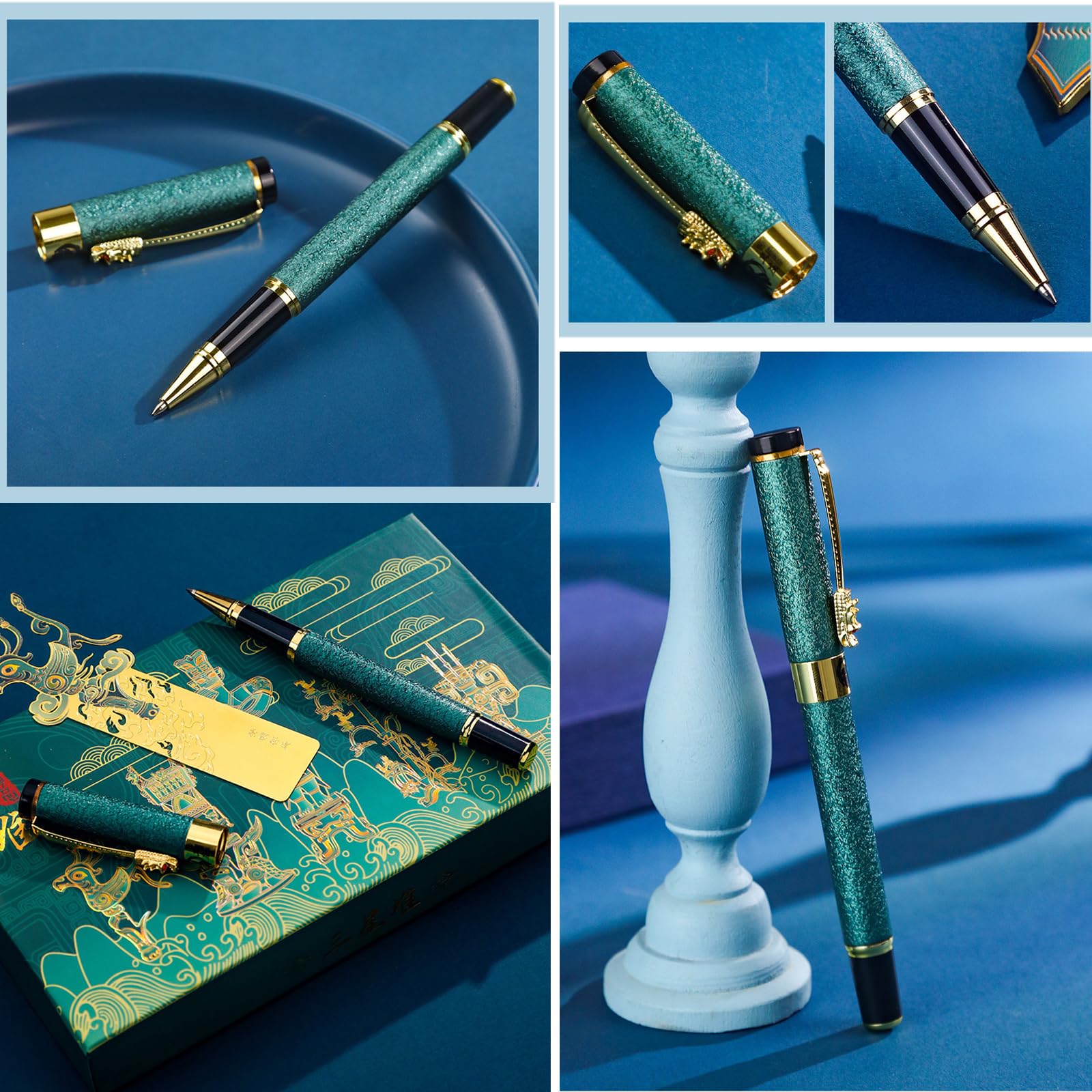 Segnalibro In Metallo Stile Cinese Vintage - Acciaio Inox, Motivi Prugna, Orchidea, Crisantemo, Regalo Elegante