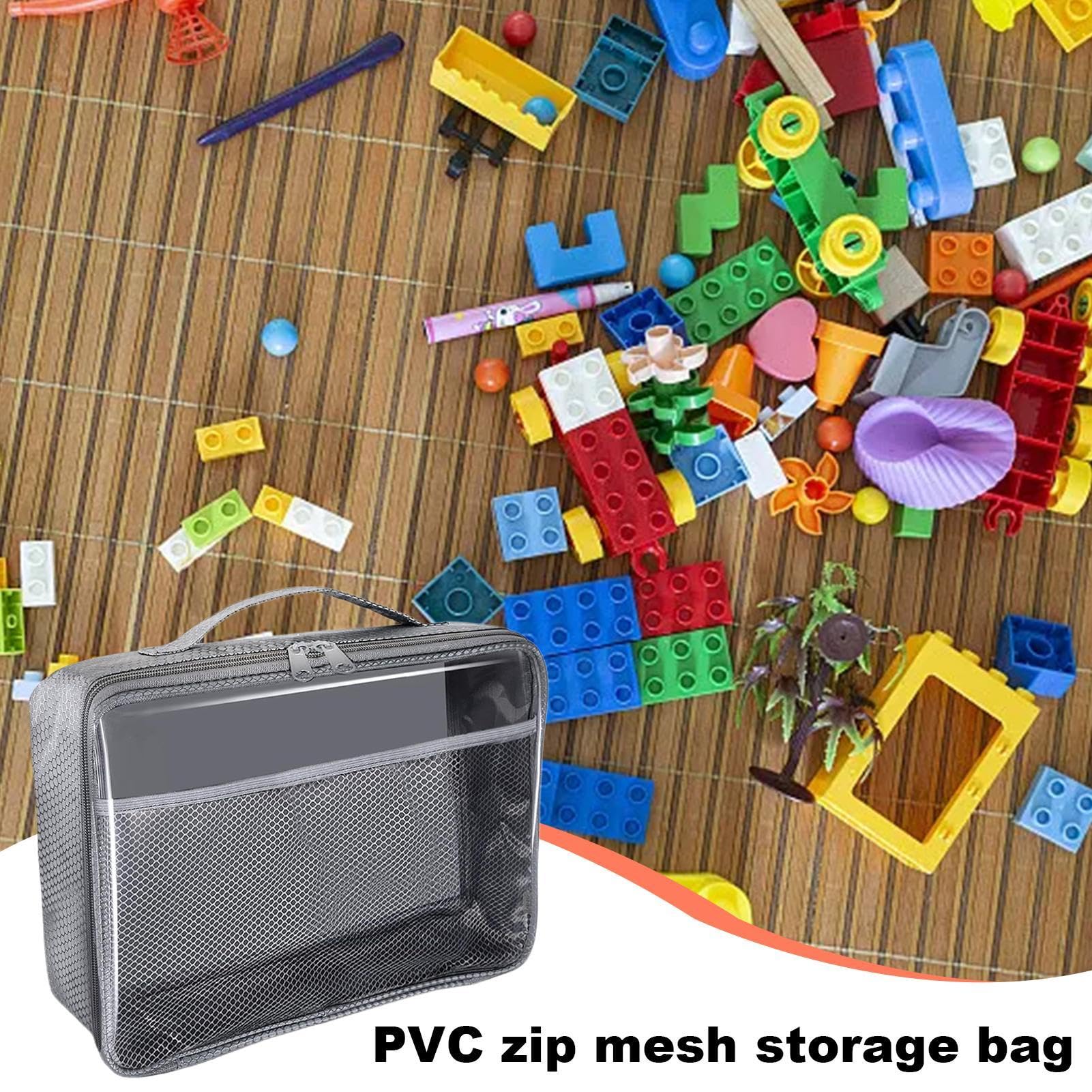 Confezione da 6 sacchetti per giocattoli, in PVC trasparente, con