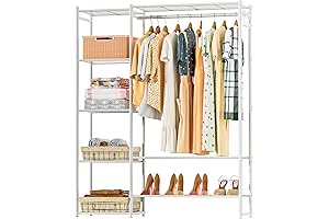 Jiuyetree Metal Clothing Rack - Portable Wardrobe for Clothes Storage