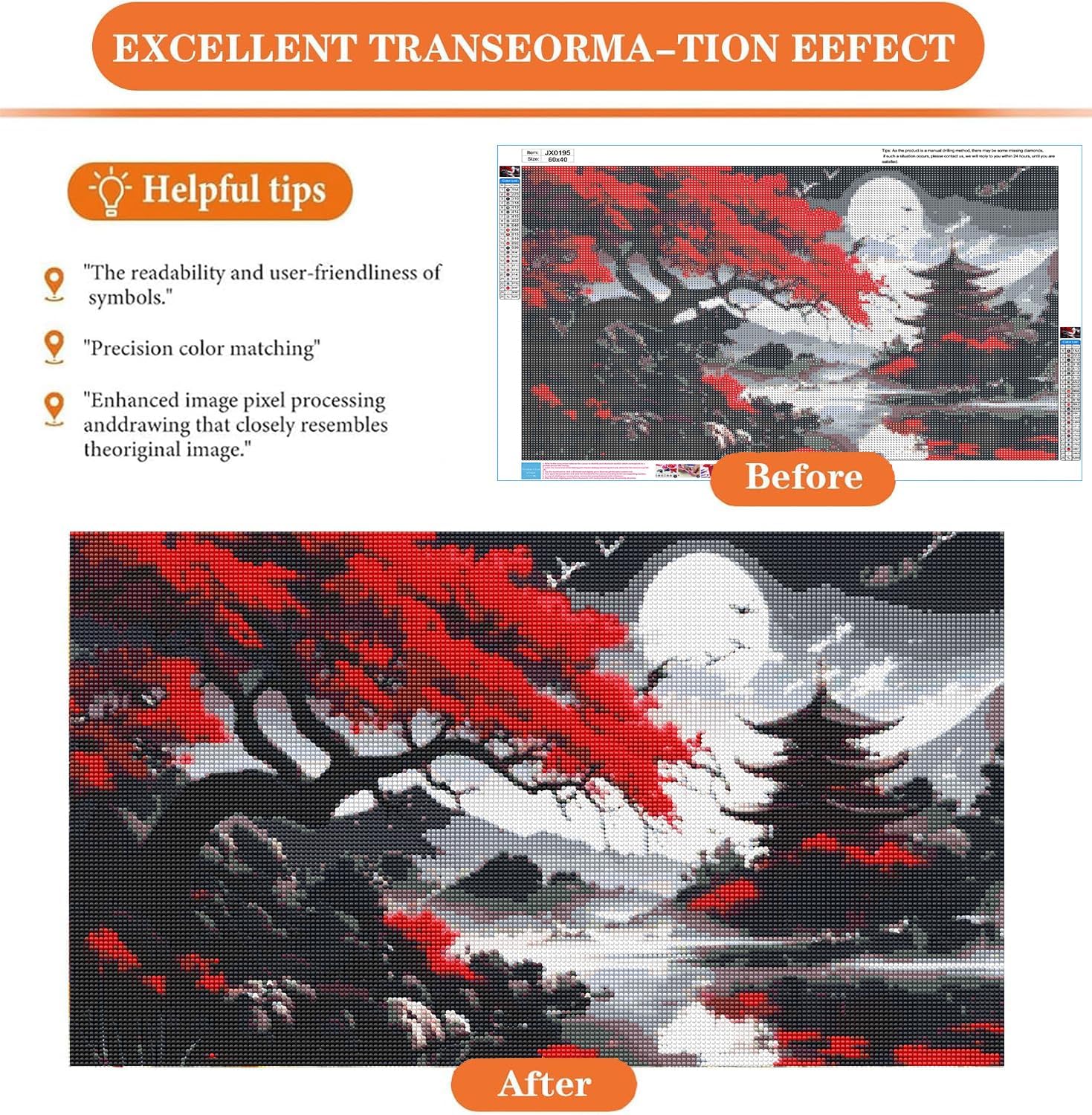 Large Diamond Painting Kits for Adults - 5D Moon Mountain Diamond Art Kits for Adults,DIY Full Drill Crystal Rhinestone Gem Art Painting with Diamonds Home Wall Decor 23.6 X 15.7inch image 5