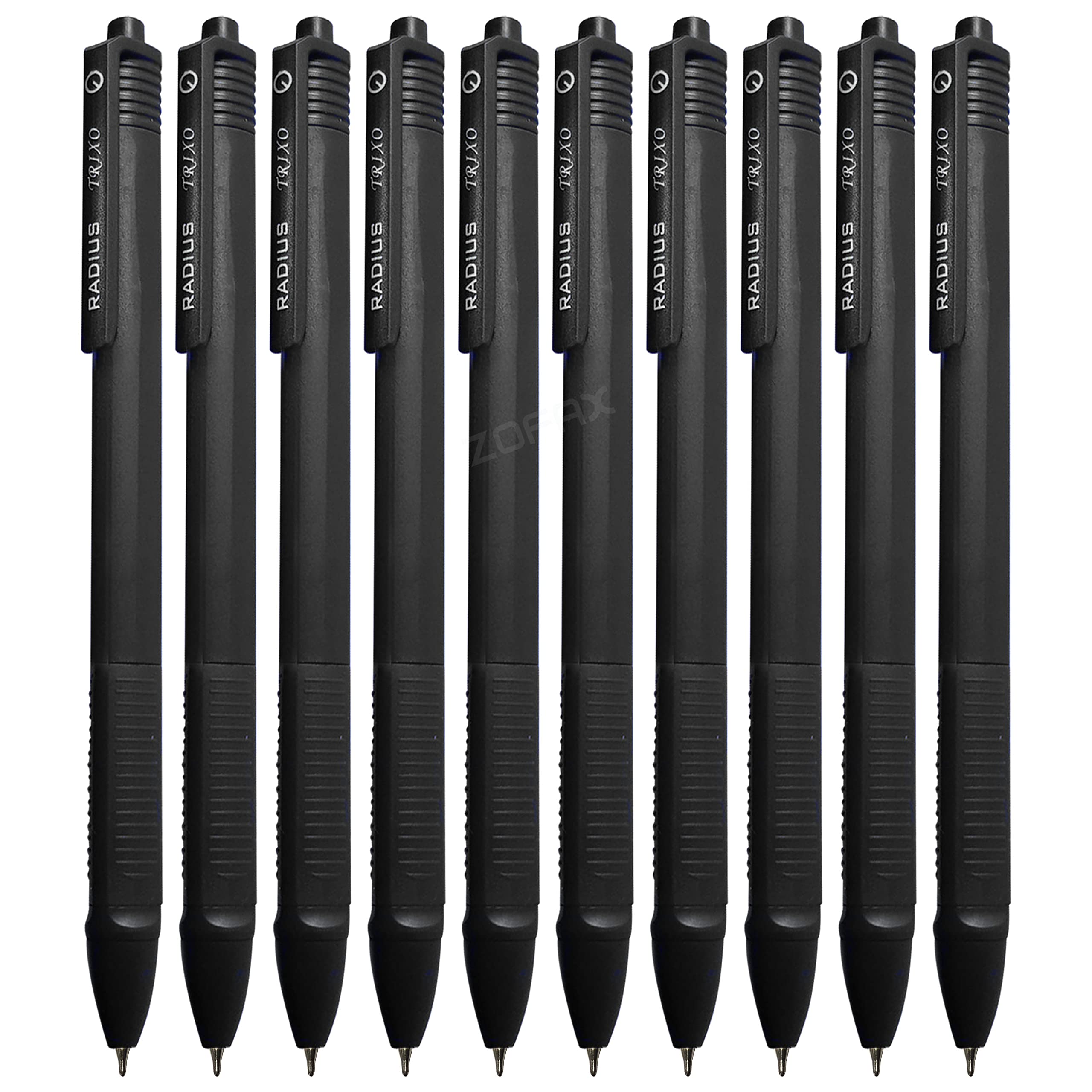 RADIUS Trixo Retractable Ballpoint Pens, BLACK, Fine Point (0.7mm), Pack of 20, Triangular Grip, Smooth Ball Pens, School Office Home Hospital Doctor Nurse Use โ image 1