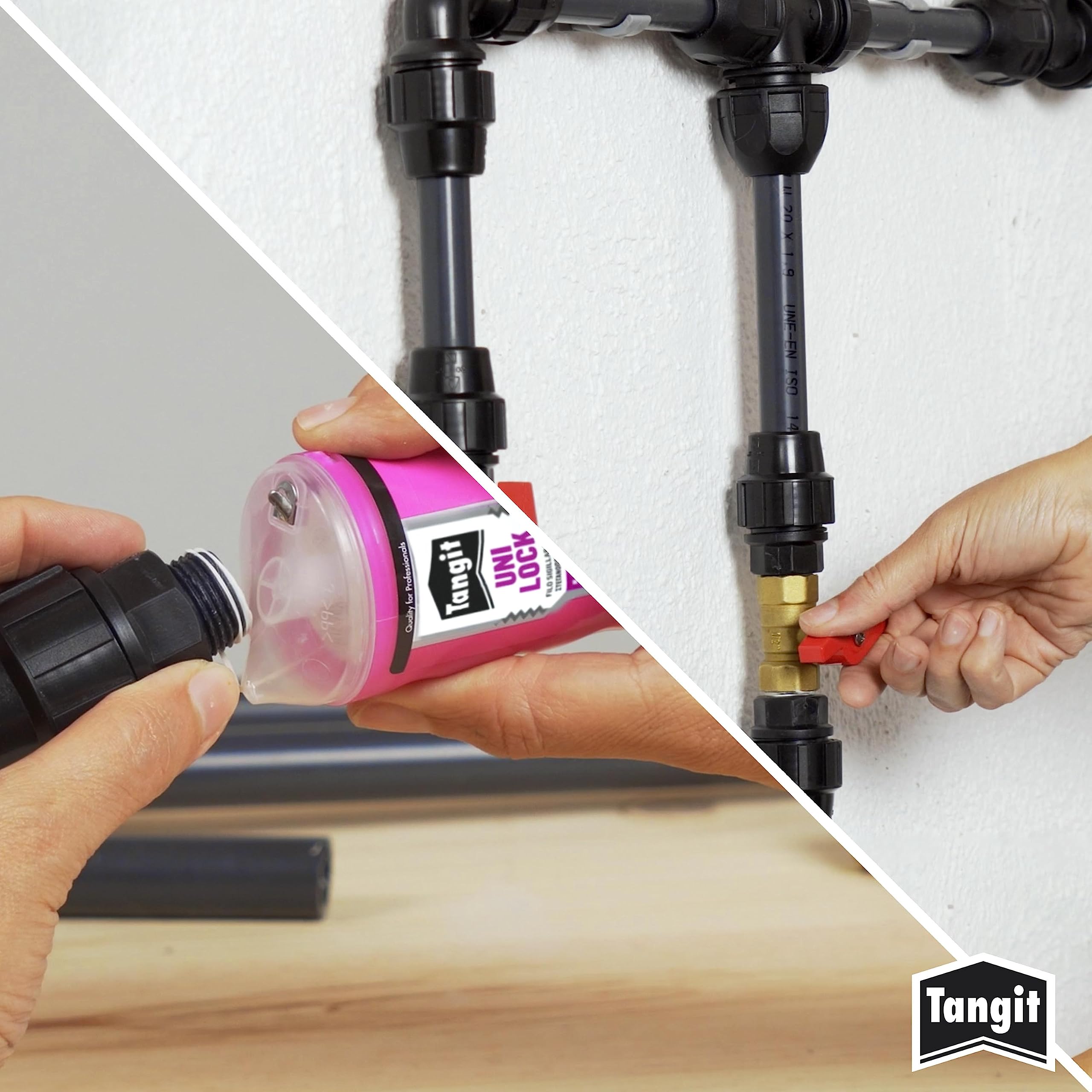 Tangit Uni-Lock, Filo sigillante per tubature in metallo e plastica, Sigillaraccordi riposizionabile per tubi fino a 4’’, Tangit filo per tubi flessibili e rigidi, 1x80m