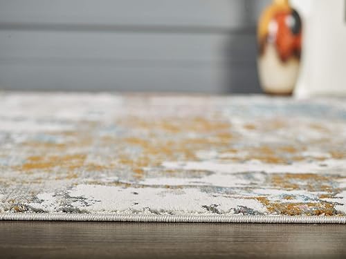 Miniatura 8 de Abani Porto Collection - Alfombra contemporánea rectangular de 3 x 5 pies, color beige turco y naranja, estilo envejecido