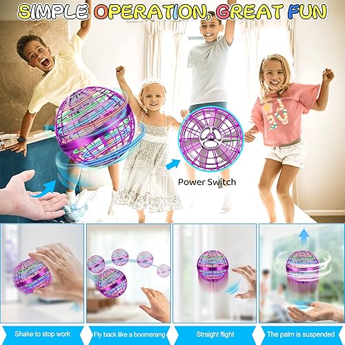 Miniatura 3 de M&HONG Bola de orbe voladora para niños y adultos, bola boomerang controlada a mano, mini dron giratorio volador, juguete de bola voladora flotante
