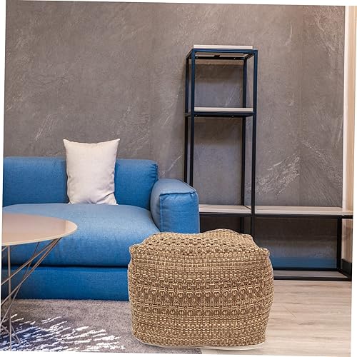 Miniatura 4 de STOBAZA Reposapiés de algodón para yoga, cojín para sentarse en casa de campo, acogedor cojín japonés jacinto cuadrado puf reposapiés