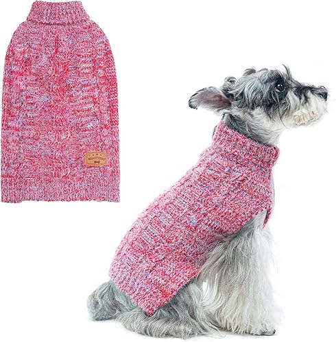 BEAUTYZOO Suéter para perro pequeño, cuello alto, suéter clásico de punto trenzado, abrigo de invierno mullido para perros, ropa de clima frío para