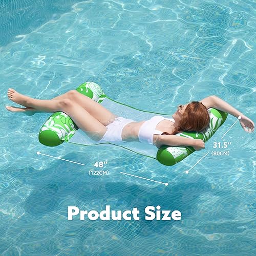 Miniatura 7 de Sloosh 2 paquetes de hamacas para adultos, 4 en 1, inflables, multiusos, flotadores inflables de PVC, hamaca de agua para descansar
