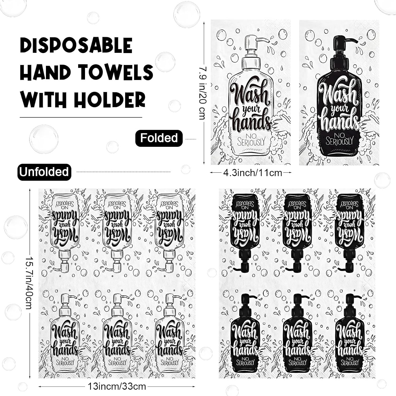 100 Pcs Disposable Hand Towels with Napkin Holder for Guests Bathroom image 2