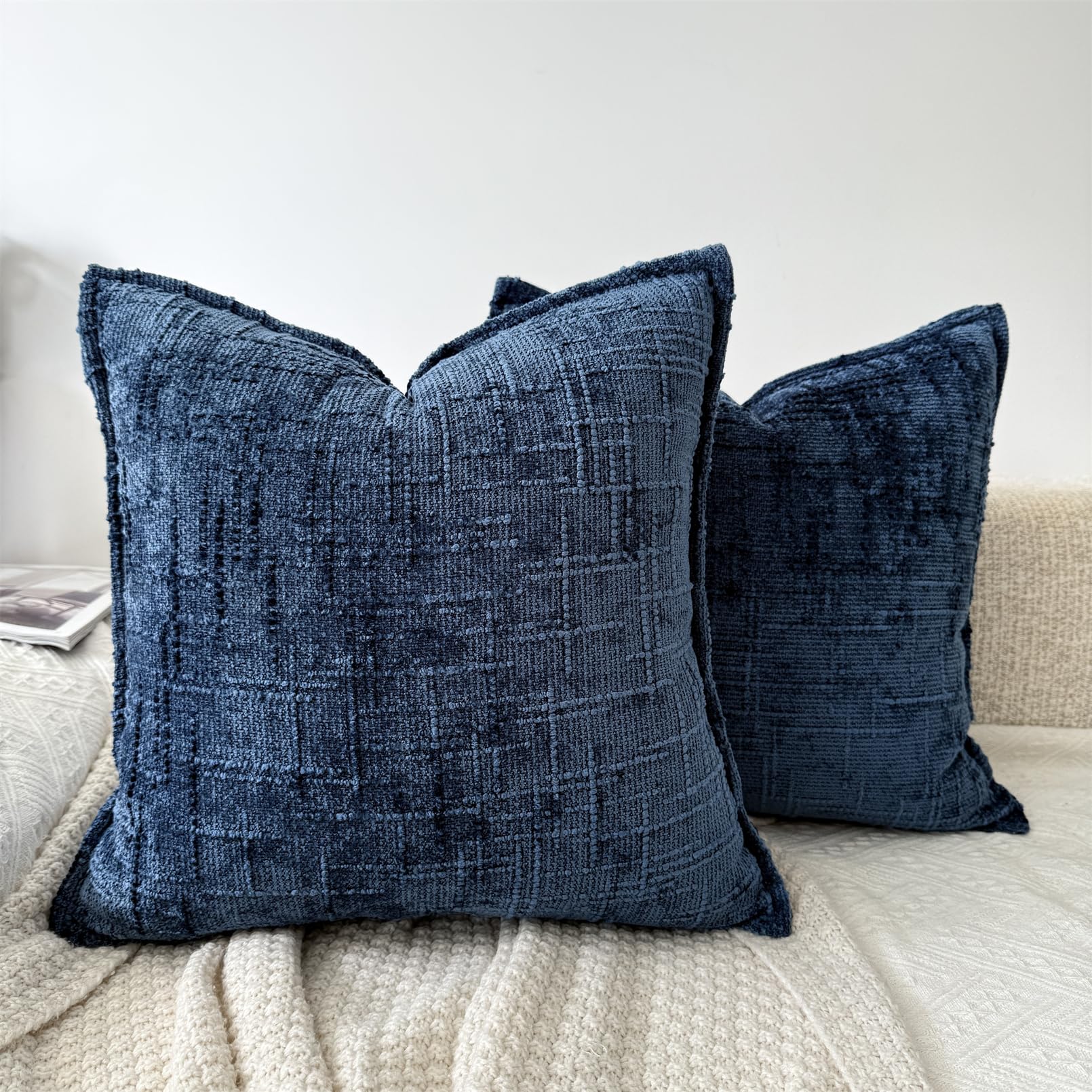 OYIMUA 2er Set Chenille Kissenbezug 40x40 Braun Kissenbezüge