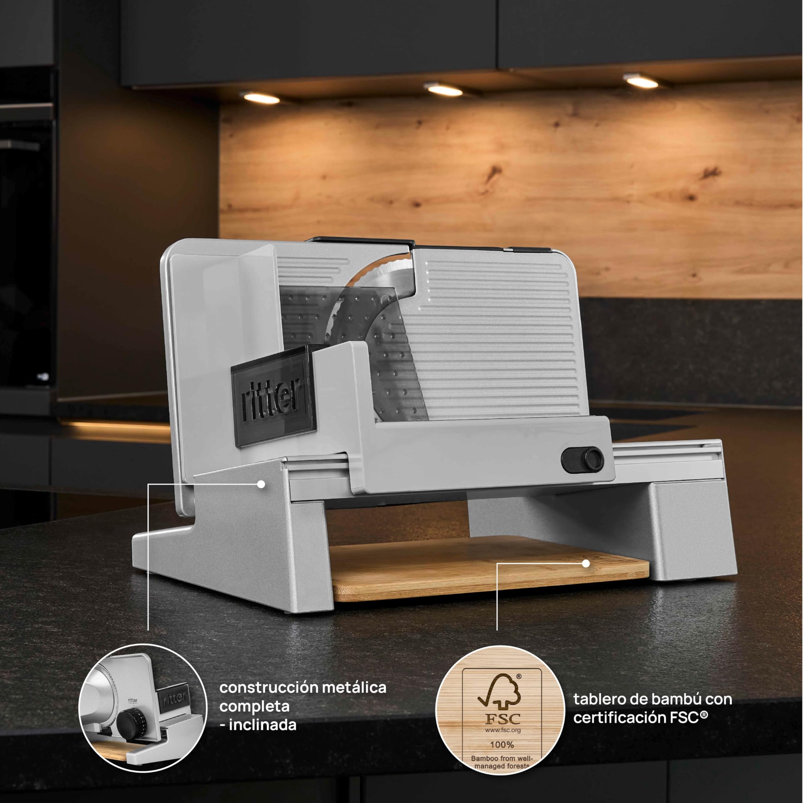 ritter serano 8 Cortafiambres y rebanadora de pan eléctrica de metal macizo, Made in Germany