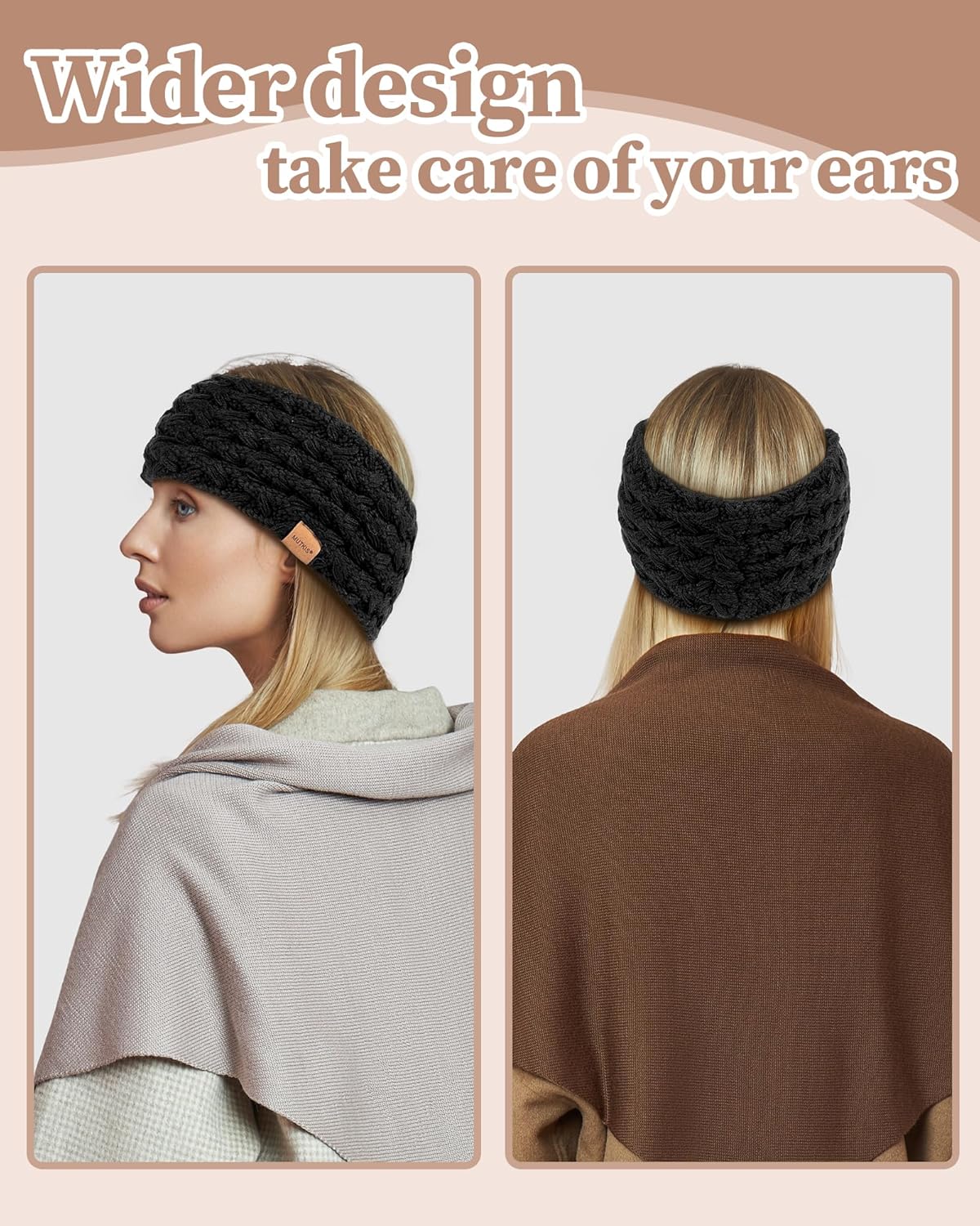 Winter Headbands for Women 3 Pack, Ear Warmers Cold Weather, Warm Ear Muffs Womens Stocking Stuffers Christmas Gifts - Image 5