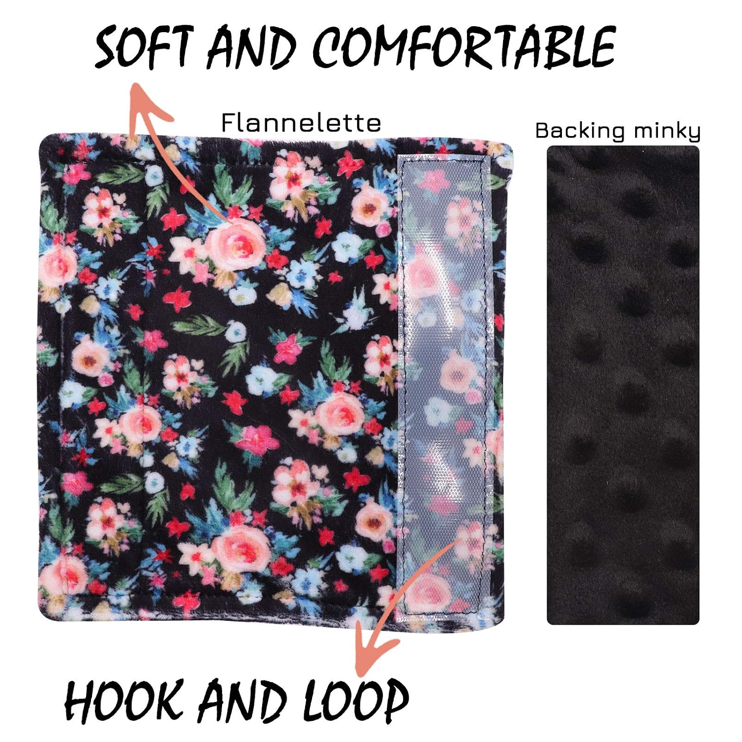 Baby Car Seat Belt Covers for Boys and Girls, Car Seat Straps Shoulder Pads, Soft Car Seat Neck Cover, Mink Seat Belt Protectors for Car Seats, Floral Stroller Strap Cover for Baby Kids image 2