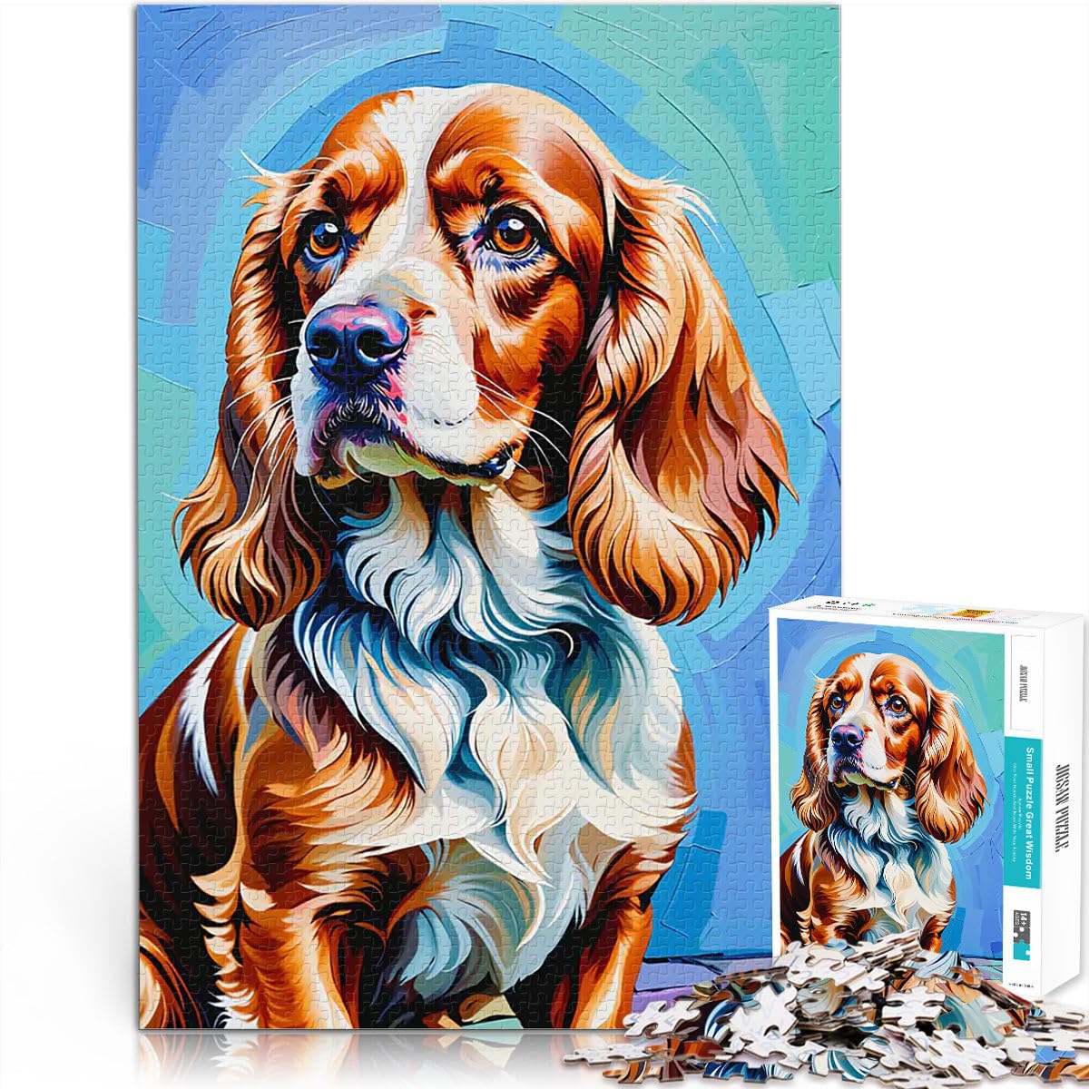 Jigsaw Puzzles for teenagers 1000 Piece English Cocker Spaniel Portrait Painting Stressabbau Heimdekoration38x26cm