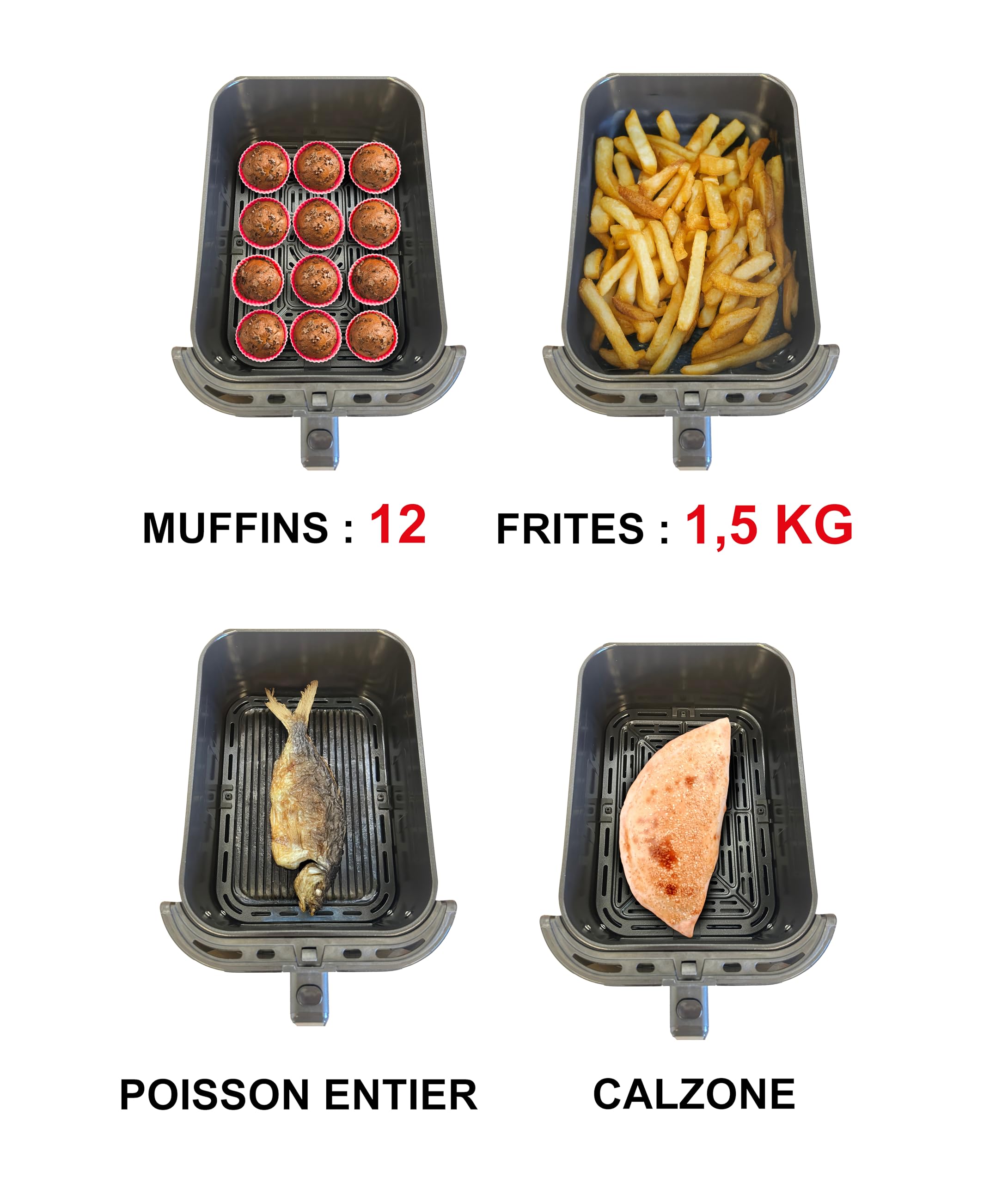 LITTLE BALANCE 8866 Crousty Light Long 8, Freidora sin aceite, Air Fryer, Sin PFAS, 7 programas predefinidos, 8 litros para 6 personas, 1700 W, Negro
