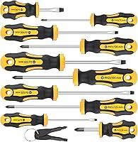 Amartisan 10-Piece Magnetic Screwdriver Set - 5 Phillips & 5 Slotted Tips, Cushion Grip, Chrome Vanadium Steel, Storage Case