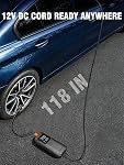 Gonfleur de pneus Portable Air Compresseur, 5X Plus vite Air Pompe pour pneus de voiture avec batterie puissante, 12V DC & Arrêt automatique, 150PSI Pompe à pneus sans fil pour voiture, moto, vélo, boules