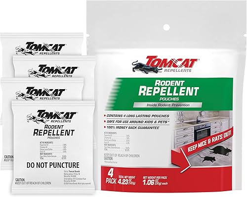 Tomcat Repellents Bolsitas repelentes de roedores listas para usar, prevención interior de roedores con aceites esenciales, 4.23 onzas, paquete de 4