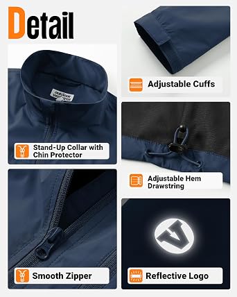 Outdoor Ventures Men's Lightweight Jackets Waterproof Windbreakers