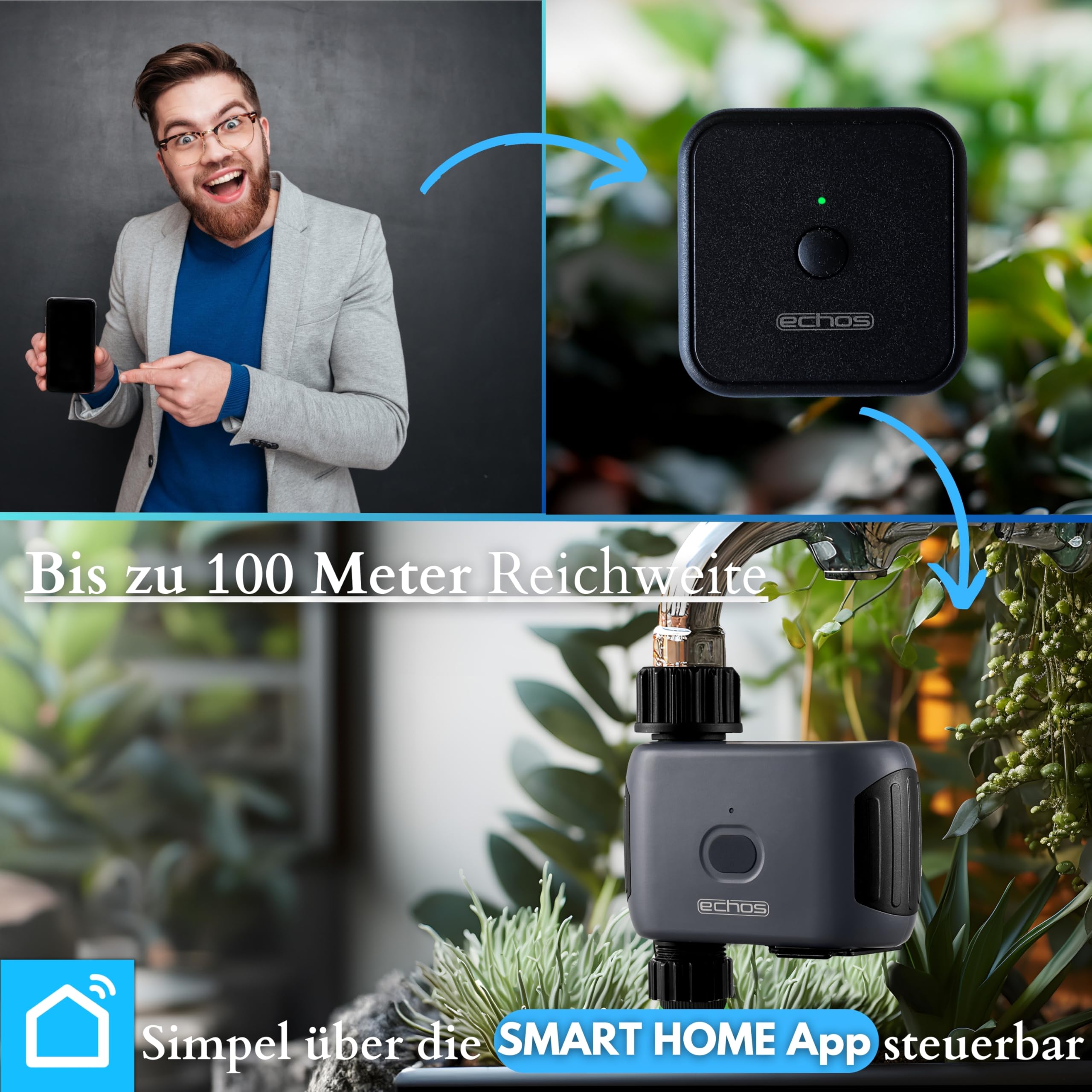 Système Irrigation Bluetooth Echos Avec Alexa Google - Minuterie Arrosage Automatique Jardin