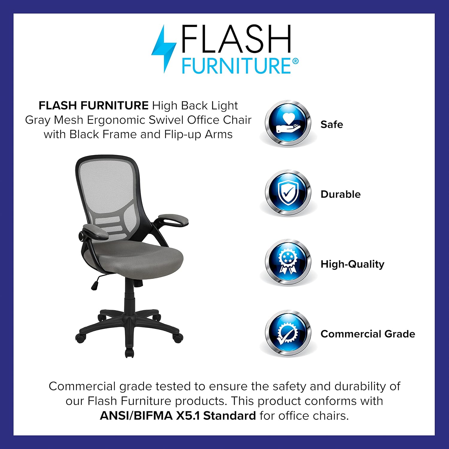Best Promo Flash Furniture High Back Light Gray Mesh Ergonomic Swivel Office Chair with Black Frame and Flip-up Arms Greatest Product Flash Furniture High Back Light Gray Mesh Ergonomic Swivel Office Chair with Black Frame and Flip-up Arms